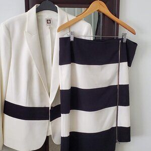 Cream and black Anne Klein skirt suit set size 14